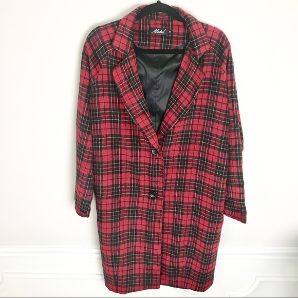 SOLD! Motel Ernest Coat Black Red Plaid Size M - Picture 3 of 7